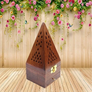 Aagam Crafts Sheesham Wooden Beautiful Incense Holder Loban Dan With Tray