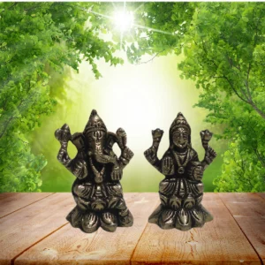 Aagam Stuti Pure Brass Goddess Lakshmi & Lord Ganesh Set Panchdhatu God Idol