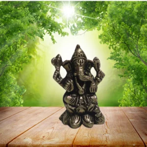 Aagam Stuti Pure Brass Ganesh Idol for Car Dashboard | Hindu Elephant God Statue/Murti | Lord Ganesha Idol for Home, Car, Office, Desk, Hall, Pooja & Living Room | Perfect for Gifting